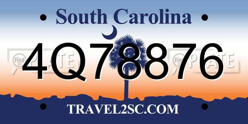 4Q78876 South Carolina License Plate
