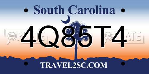 4Q85T4 South Carolina License Plate