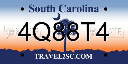 4Q88T4 South Carolina License Plate