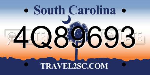4Q89693 South Carolina License Plate