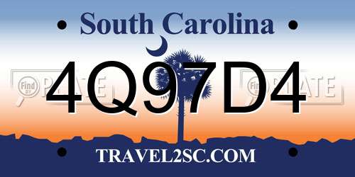 4Q97D4 South Carolina License Plate