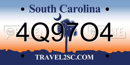 4Q97O4 South Carolina License Plate