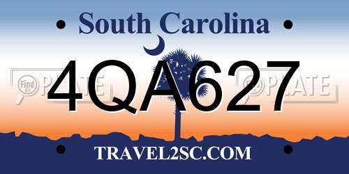 4QA627 South Carolina License Plate