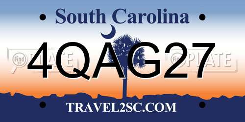 4QAG27 South Carolina License Plate