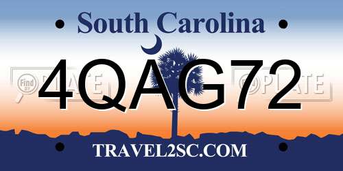 4QAG72 South Carolina License Plate