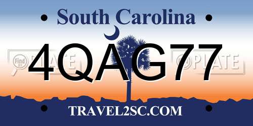 4QAG77 South Carolina License Plate