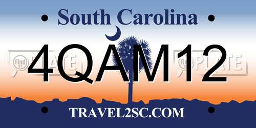 4QAM12 South Carolina License Plate