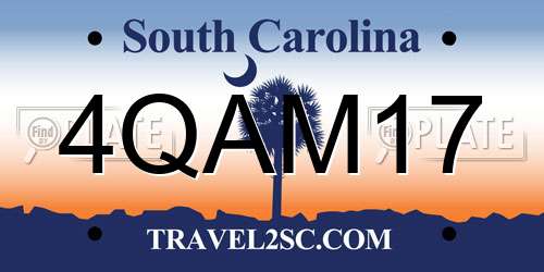 4QAM17 South Carolina License Plate