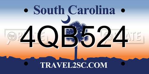 4QB524 South Carolina License Plate