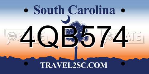 4QB574 South Carolina License Plate