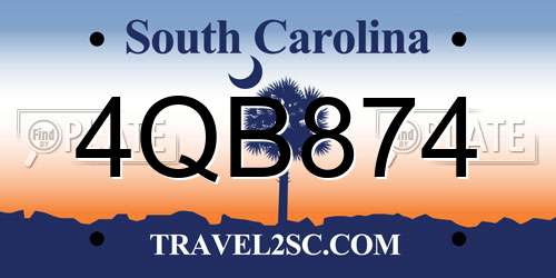 4QB874 South Carolina License Plate