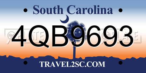 4QB9693 South Carolina License Plate