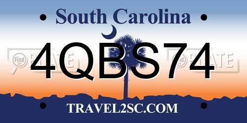 4QBS74 South Carolina License Plate