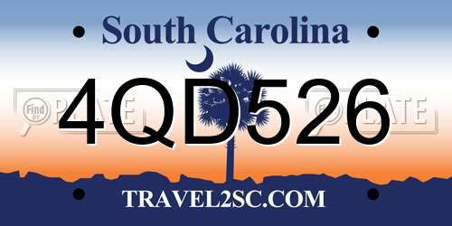 4QD526 South Carolina License Plate