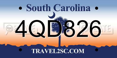 4QD826 South Carolina License Plate