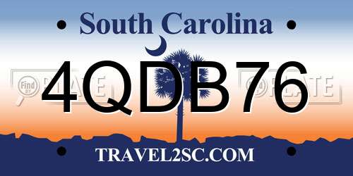 4QDB76 South Carolina License Plate