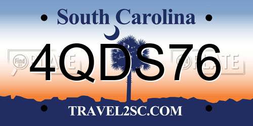4QDS76 South Carolina License Plate