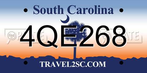 4QE268 South Carolina License Plate