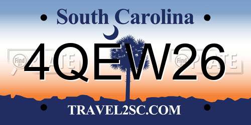 4QEW26 South Carolina License Plate