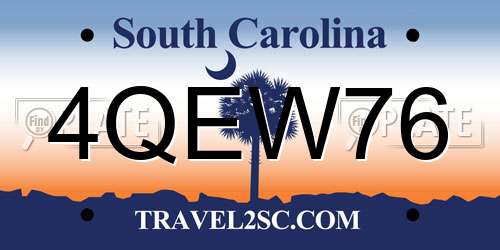 4QEW76 South Carolina License Plate