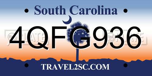 4QFG936 South Carolina License Plate