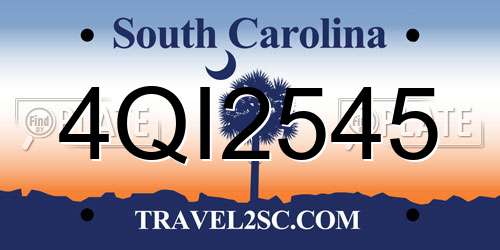4QI2545 South Carolina License Plate