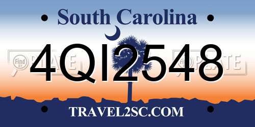 4QI2548 South Carolina License Plate