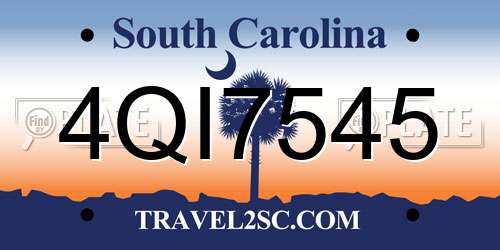 4QI7545 South Carolina License Plate