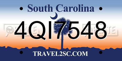 4QI7548 South Carolina License Plate