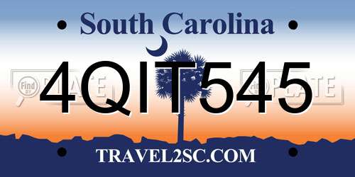 4QIT545 South Carolina License Plate