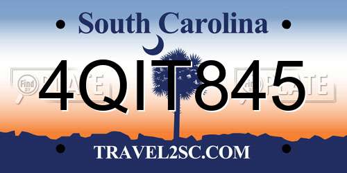 4QIT845 South Carolina License Plate