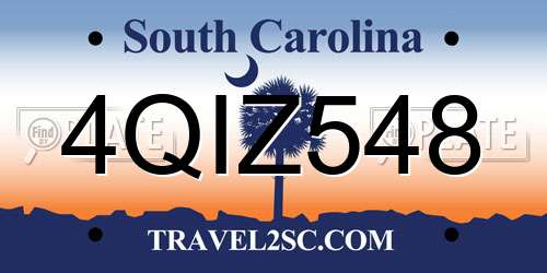 4QIZ548 South Carolina License Plate