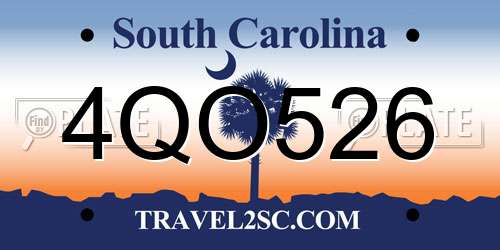 4QO526 South Carolina License Plate