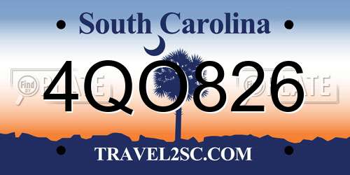 4QO826 South Carolina License Plate