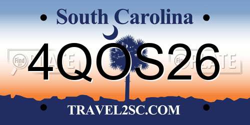 4QOS26 South Carolina License Plate