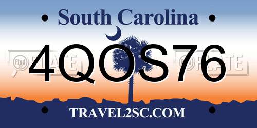 4QOS76 South Carolina License Plate