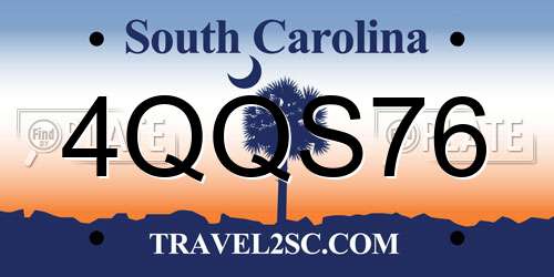 4QQS76 South Carolina License Plate