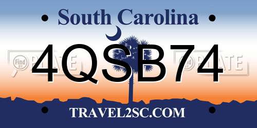 4QSB74 South Carolina License Plate