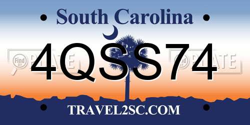 4QSS74 South Carolina License Plate