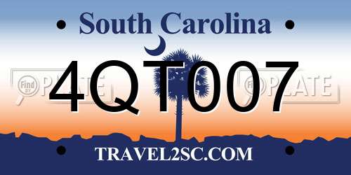 4QT007 South Carolina License Plate