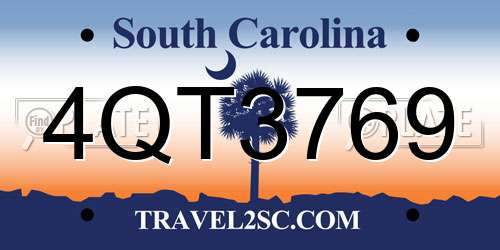 4QT3769 South Carolina License Plate