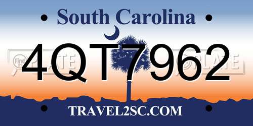 4QT7962 South Carolina License Plate
