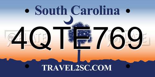 4QTE769 South Carolina License Plate