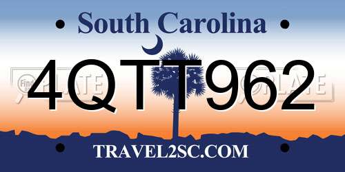 4QTT962 South Carolina License Plate