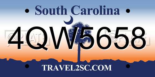 4QW5658 South Carolina License Plate