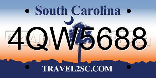4QW5688 South Carolina License Plate