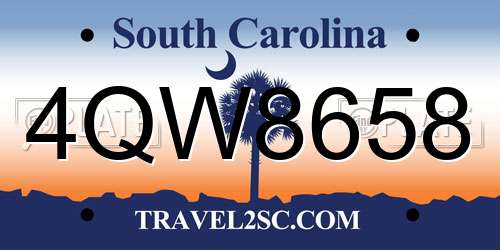 4QW8658 South Carolina License Plate