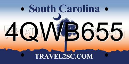 4QWB655 South Carolina License Plate