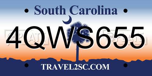 4QWS655 South Carolina License Plate