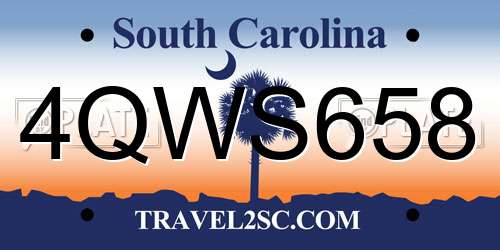 4QWS658 South Carolina License Plate